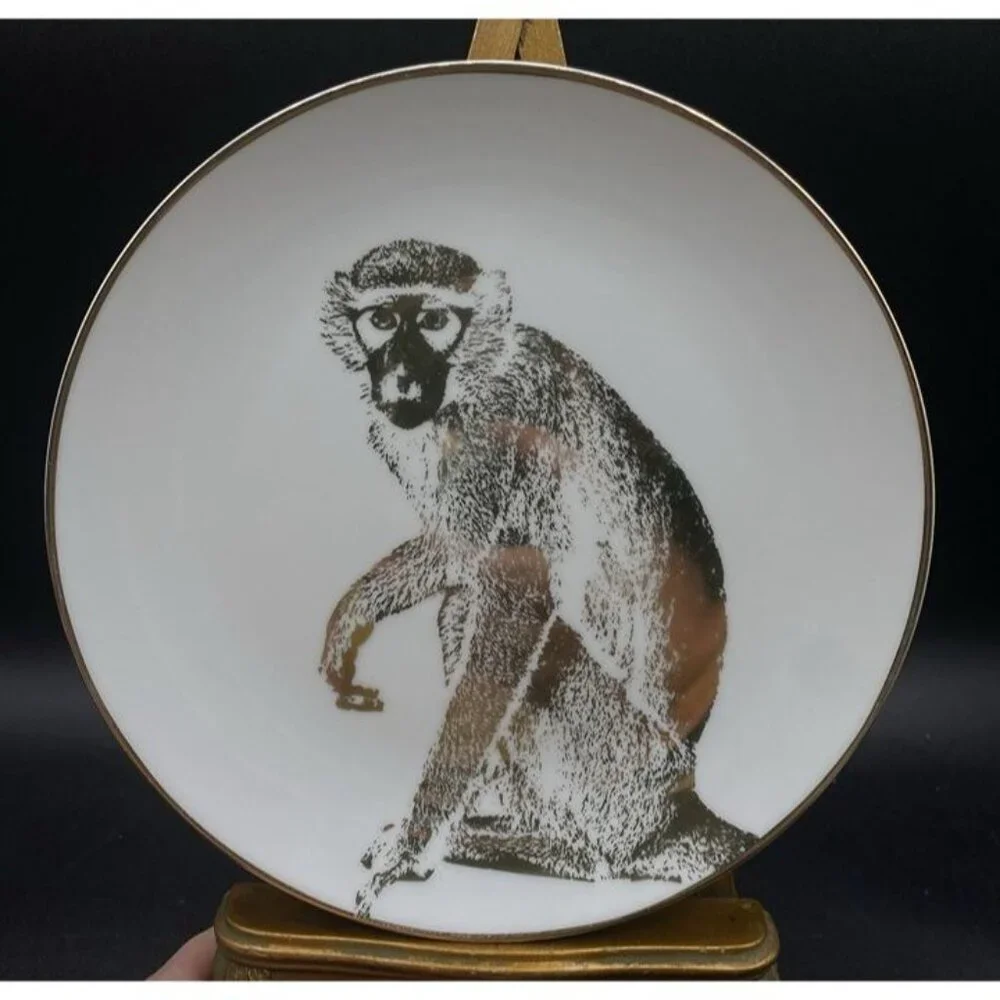 Z Gallerie Safari 7.5” Plate Porcelain Golden Monkey Vintage